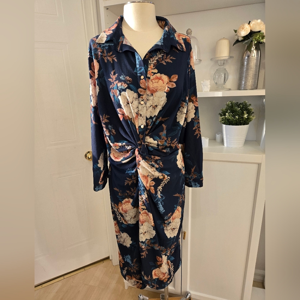Size 16 City Chic Hi Low Blue Floral Dress